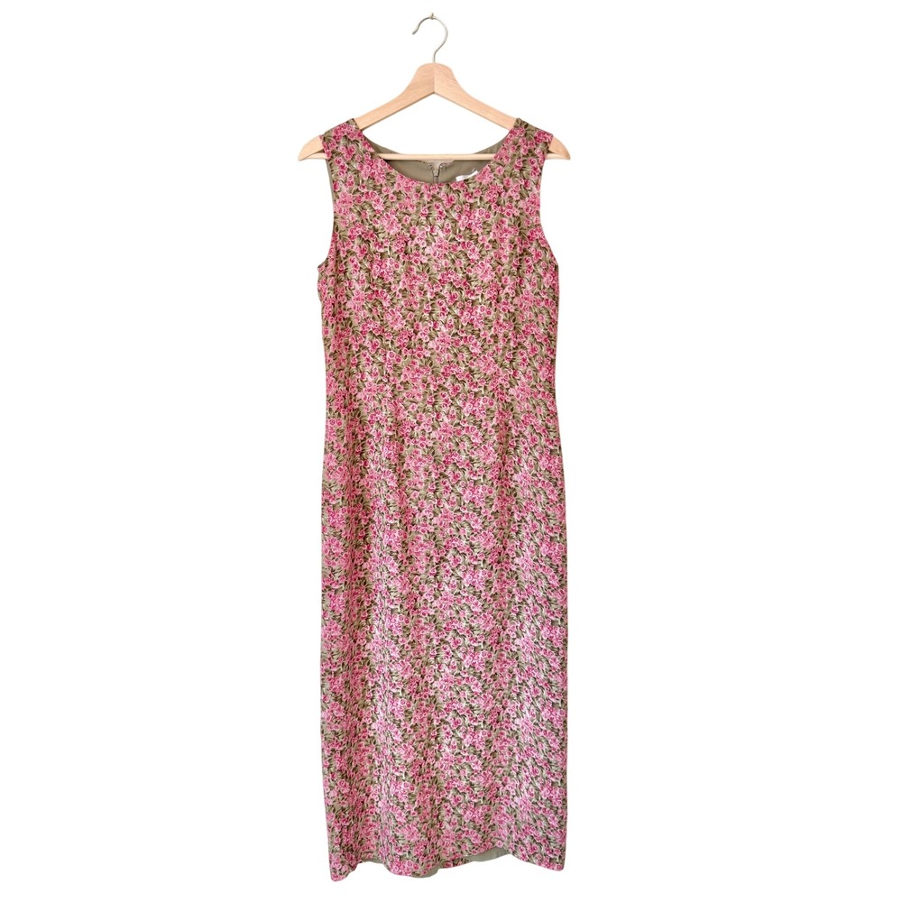 Vintage Casual Corner Annex Rose Floral Maxi Dress Size 8